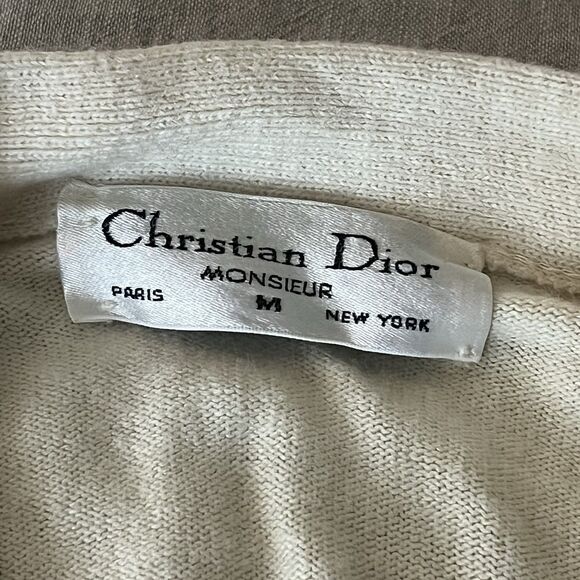 Christian Dior Monsieur Vintage Men’s Cardigan Ivory Cream Orion Acrylic Medium - Picture 4 of 9